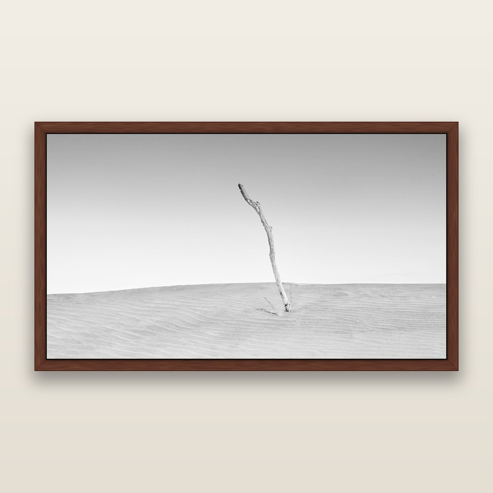 Twilight Reverie, Pouto Peninsula, black and white framed metallic canvas print, Brown frame. New Zealand fine art wall art by Stephen Milner.
