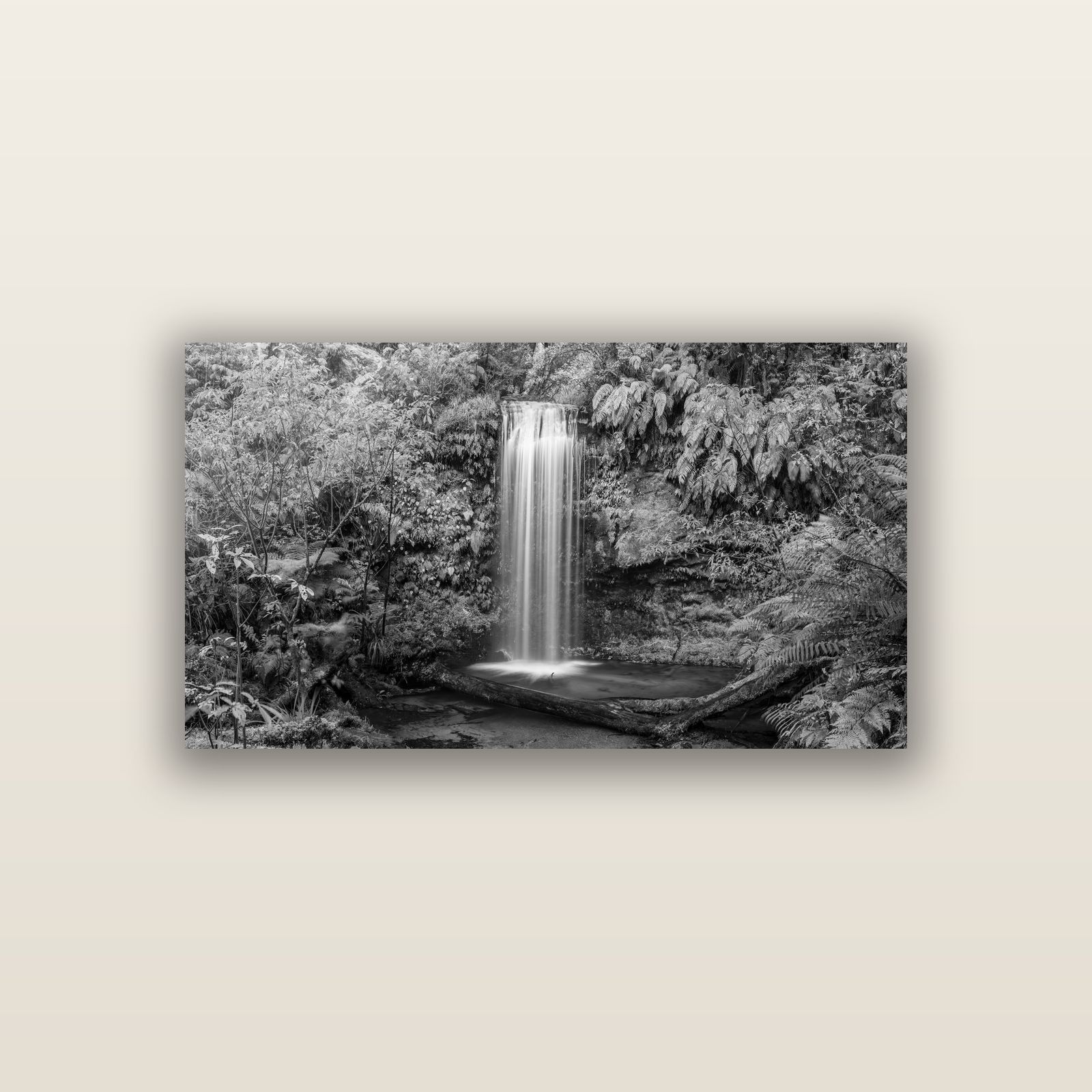 Veil of Serenity, Koropuku Falls — acrylic panel print, small 76 × 38 cm. New Zealand fine art landscape wall art by Stephen Milner.
