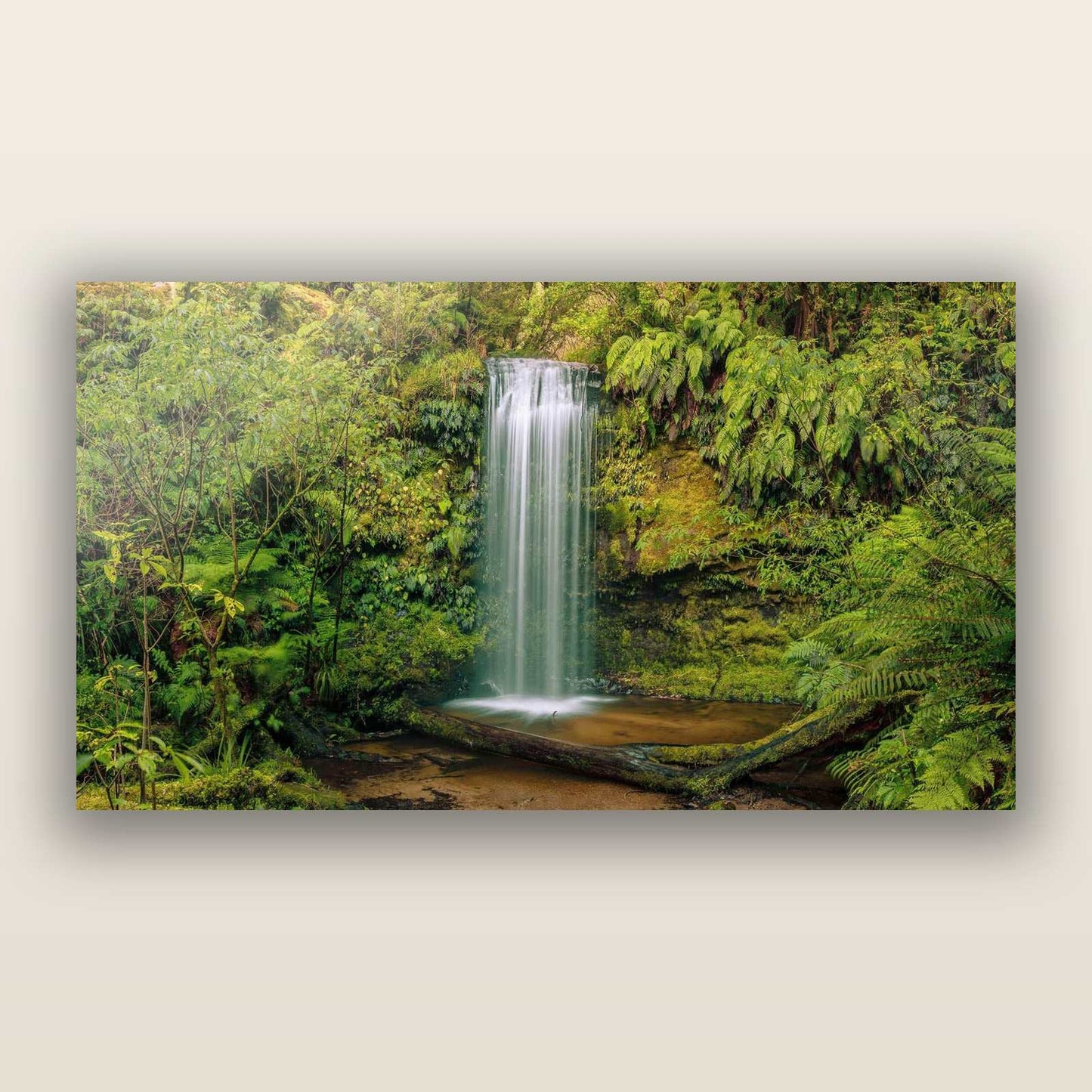 Veil of Serenity, Koropuku Falls — frameless acrylic glass print. New Zealand fine art landscape photography by Stephen Milner.