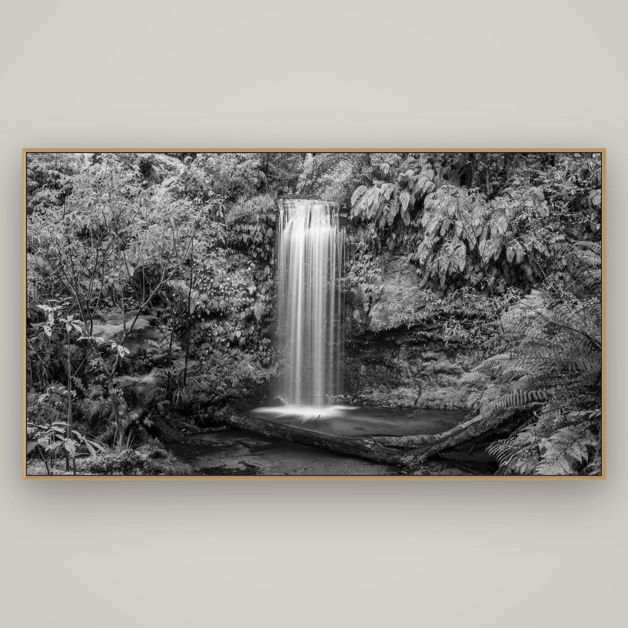 Veil of Serenity, Koropuku Falls, Basel Natural Oak, 196×110 cm. New Zealand fine art wall art by Stephen Milner.