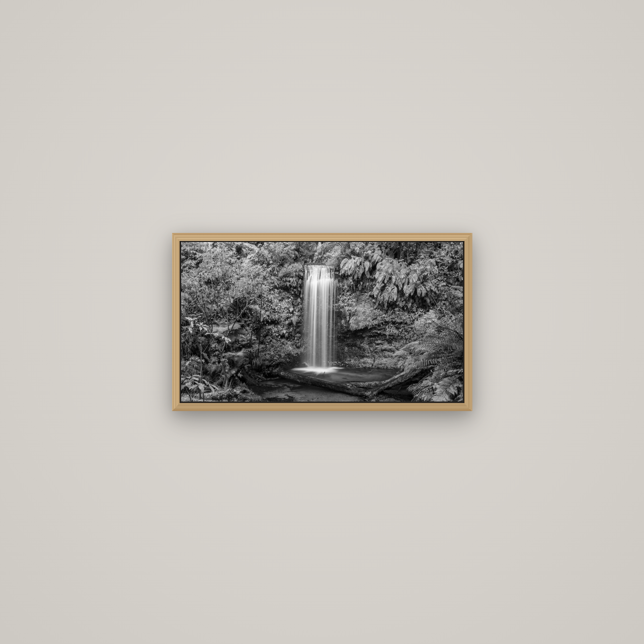 Veil of Serenity, Koropuku Falls, Basel Natural Oak, 53×30 cm. New Zealand fine art wall art by Stephen Milner.