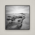 Volcanic Horizon, Auckland Harbour — Basel Black, 120×120 cm. New Zealand fine art wall art by Stephen Milner.