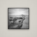 Volcanic Horizon, Auckland Harbour — Basel Black, 80×80 cm. New Zealand fine art wall art by Stephen Milner.