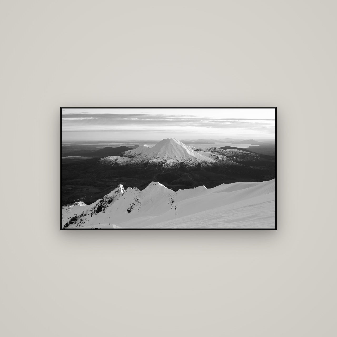 Volcanic Light, Mount Ngauruhoe — ArtBox Black, 107×60 cm. New Zealand fine art wall art by Stephen Milner.