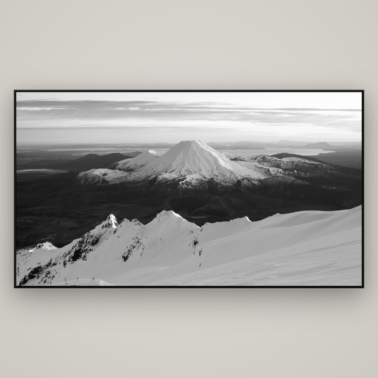Volcanic Light, Mount Ngauruhoe — ArtBox Black, 196×110 cm. New Zealand fine art wall art by Stephen Milner.
