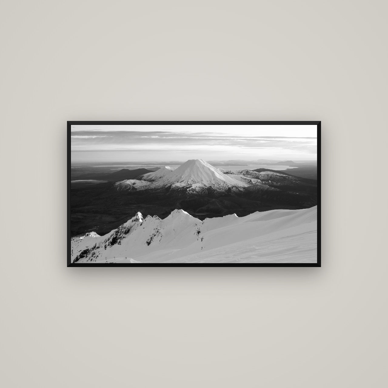 Volcanic Light, Mount Ngauruhoe — Basel Black, 107×60 cm. New Zealand fine art wall art by Stephen Milner.