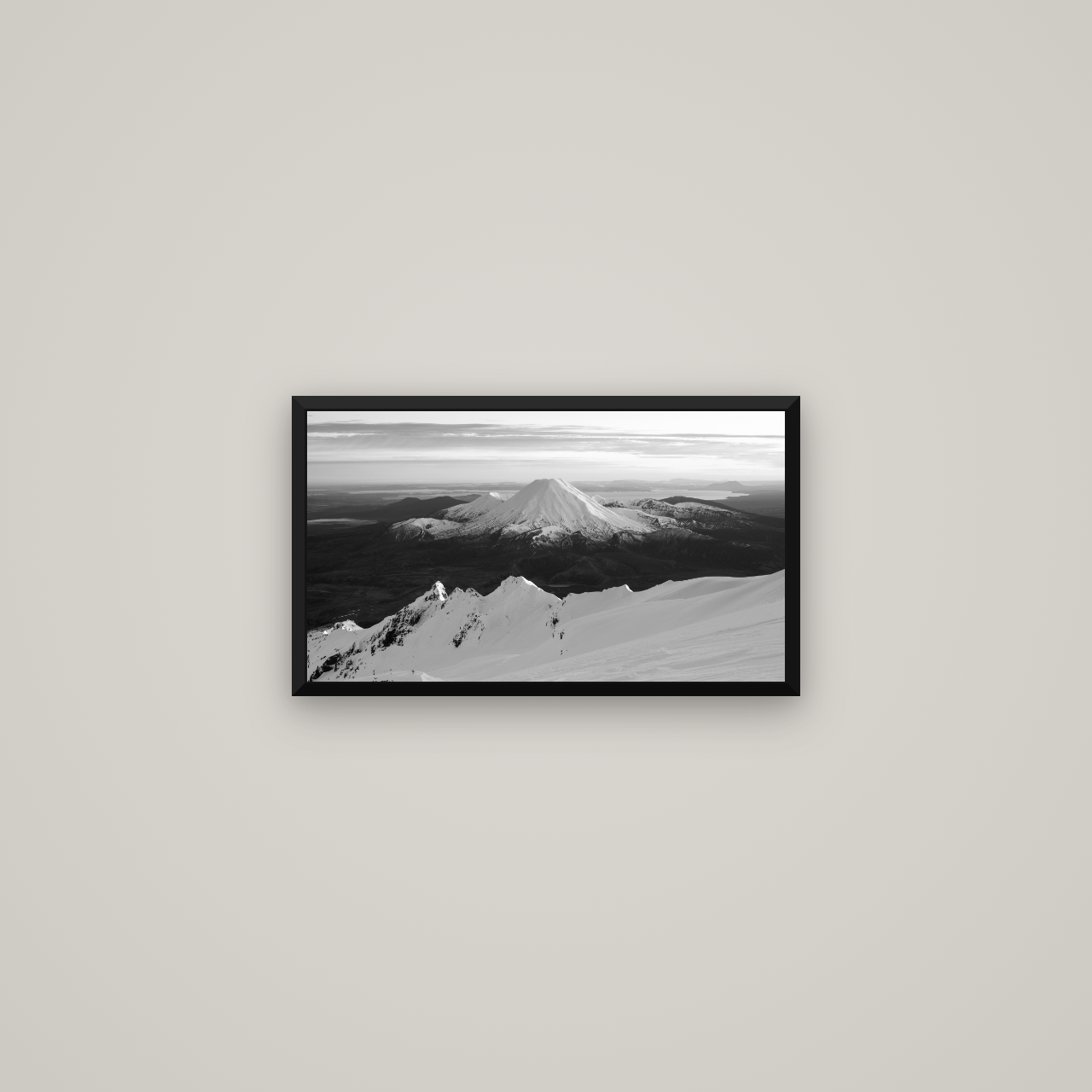 Volcanic Light, Mount Ngauruhoe — Basel Black Matte, 53×30 cm. New Zealand fine art wall art by Stephen Milner.