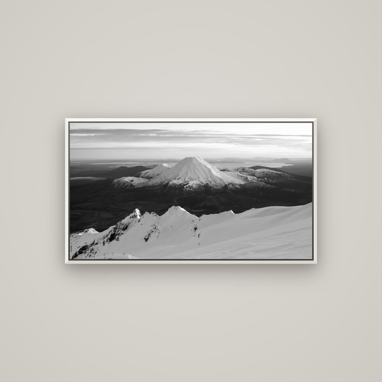 Volcanic Light, Mount Ngauruhoe — Basel White, 107×60 cm. New Zealand fine art wall art by Stephen Milner.
