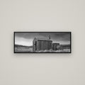 Whispers of Solitude, The Iron Hut — Basel Black, 113×40 cm. New Zealand fine art wall art by Stephen Milner.