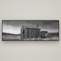 Whispers of Solitude, The Iron Hut — Basel Black Matte, 227×80 cm. New Zealand fine art wall art by Stephen Milner.