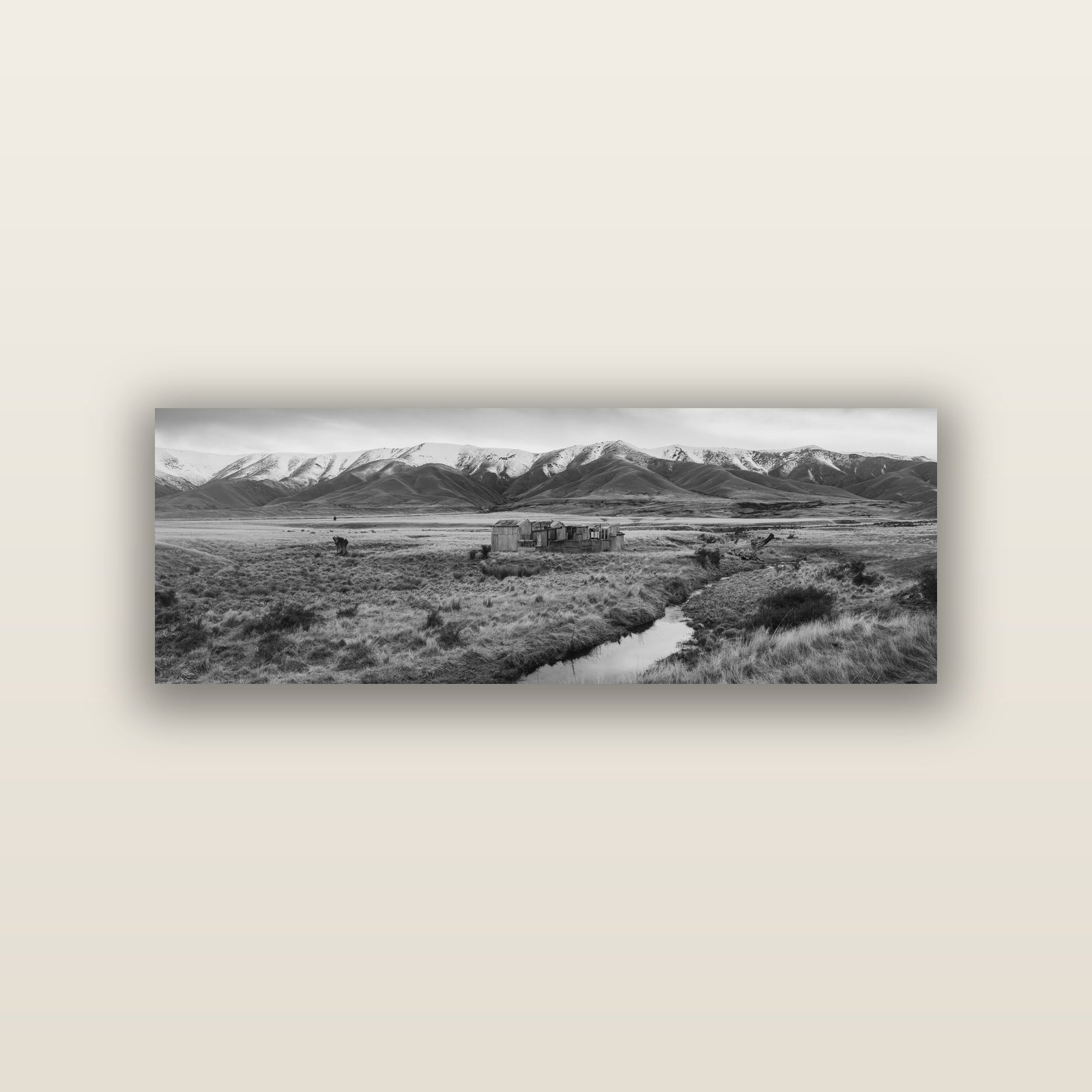 Whispers of Solitude, The Old Homestead — acrylic panel print, small 76 × 25 cm. New Zealand fine art landscape wall art by Stephen Milner.