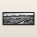 Whispers of Solitude, The Old Homestead, black and white framed metallic canvas print, Black frame. New Zealand fine art wall art by Stephen Milner.