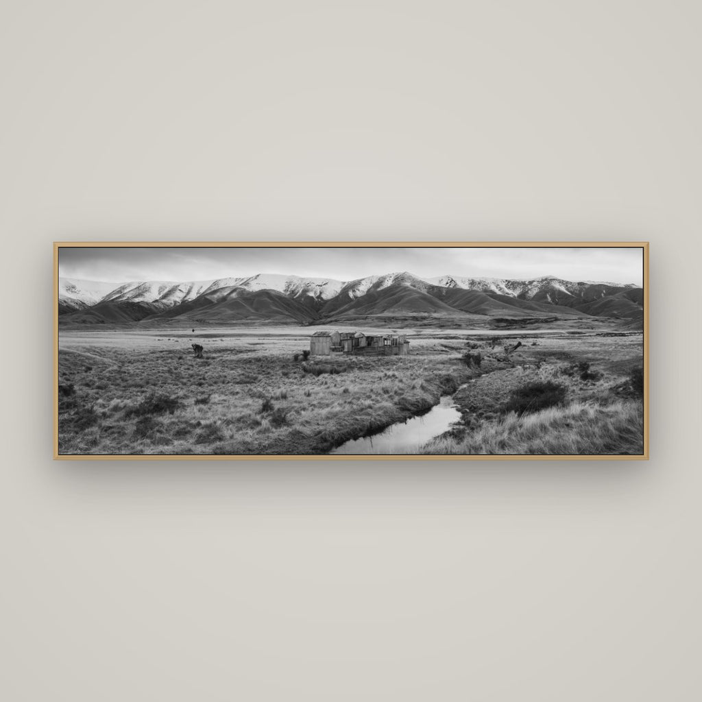 Whispers of Solitude, The Old Homestead, Basel Natural Oak, 170×60 cm. New Zealand fine art wall art by Stephen Milner.