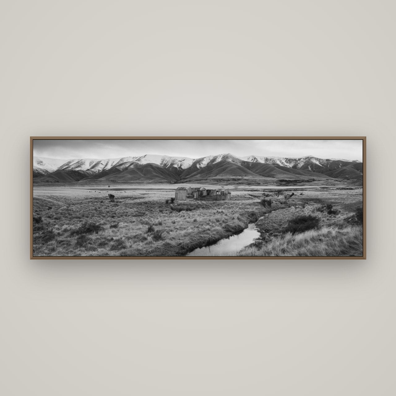 Whispers of Solitude, The Old Homestead, Basel Walnut, 170×60 cm. New Zealand fine art wall art by Stephen Milner.