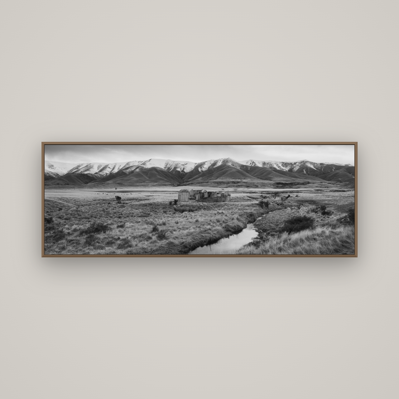 Whispers of Solitude, The Old Homestead, Basel Walnut, 170×60 cm. New Zealand fine art wall art by Stephen Milner.