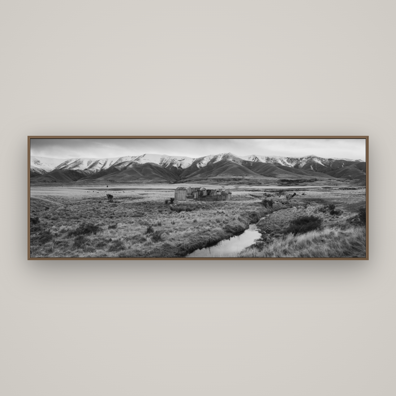 Whispers of Solitude, The Old Homestead, Basel Walnut, 198×70 cm. New Zealand fine art wall art by Stephen Milner.