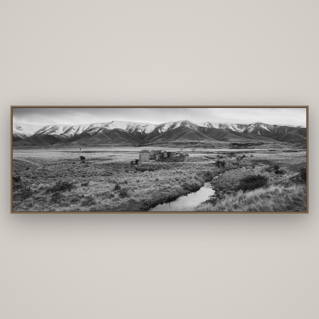 Whispers of Solitude, The Old Homestead, Basel Walnut, 227×80 cm. New Zealand fine art wall art by Stephen Milner.