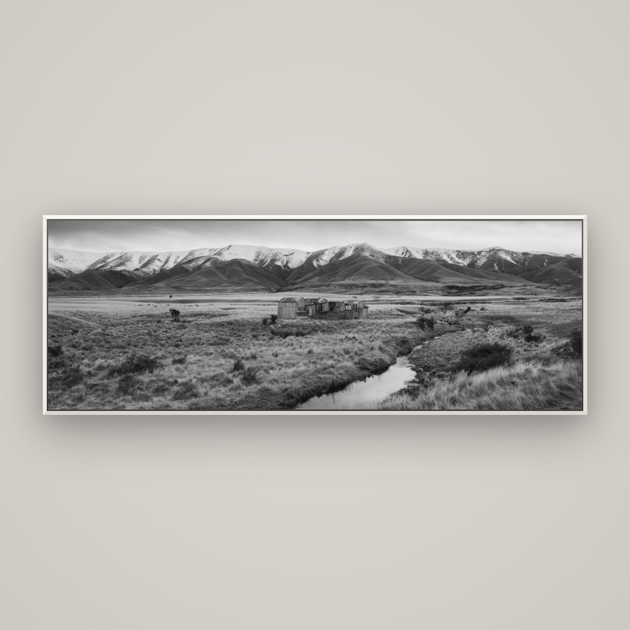 Whispers of Solitude, The Old Homestead — Basel White, 198×70 cm. New Zealand fine art wall art by Stephen Milner.