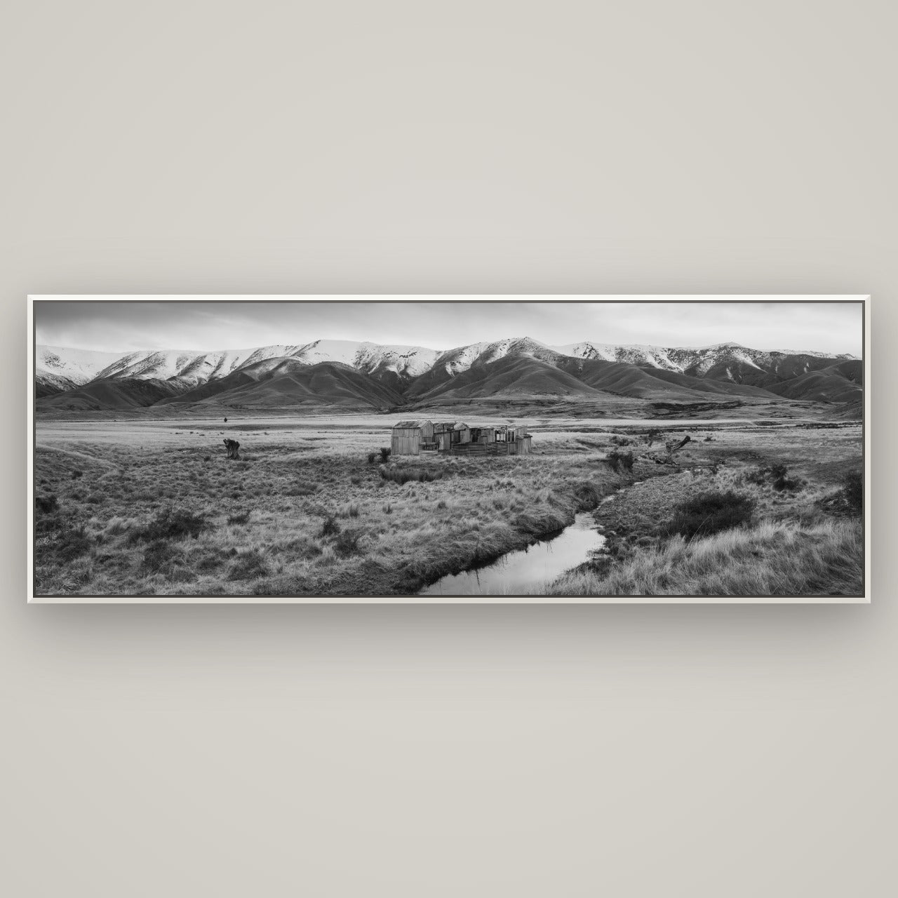Whispers of Solitude, The Old Homestead — Basel White, 198×70 cm. New Zealand fine art wall art by Stephen Milner.