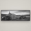 Whispers of Solitude, The Station Huts — Basel Black, 198×70 cm. New Zealand fine art wall art by Stephen Milner.
