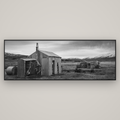 Whispers of Solitude, The Station Huts — Basel Black Matte, 227×80 cm. New Zealand fine art wall art by Stephen Milner.