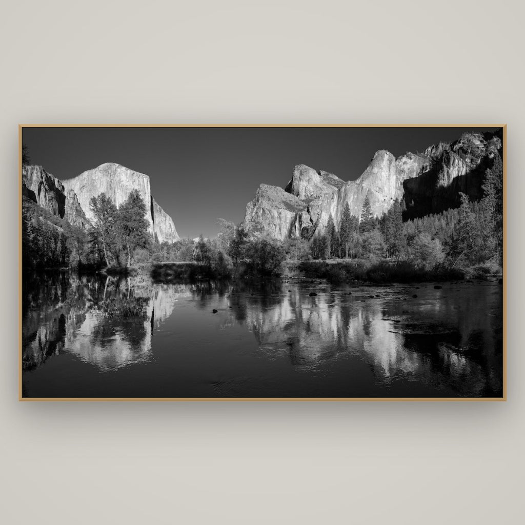 Yosemite Calm Reflection, Valley View, Basel Natural Oak, 196×110 cm. New Zealand fine art wall art by Stephen Milner.