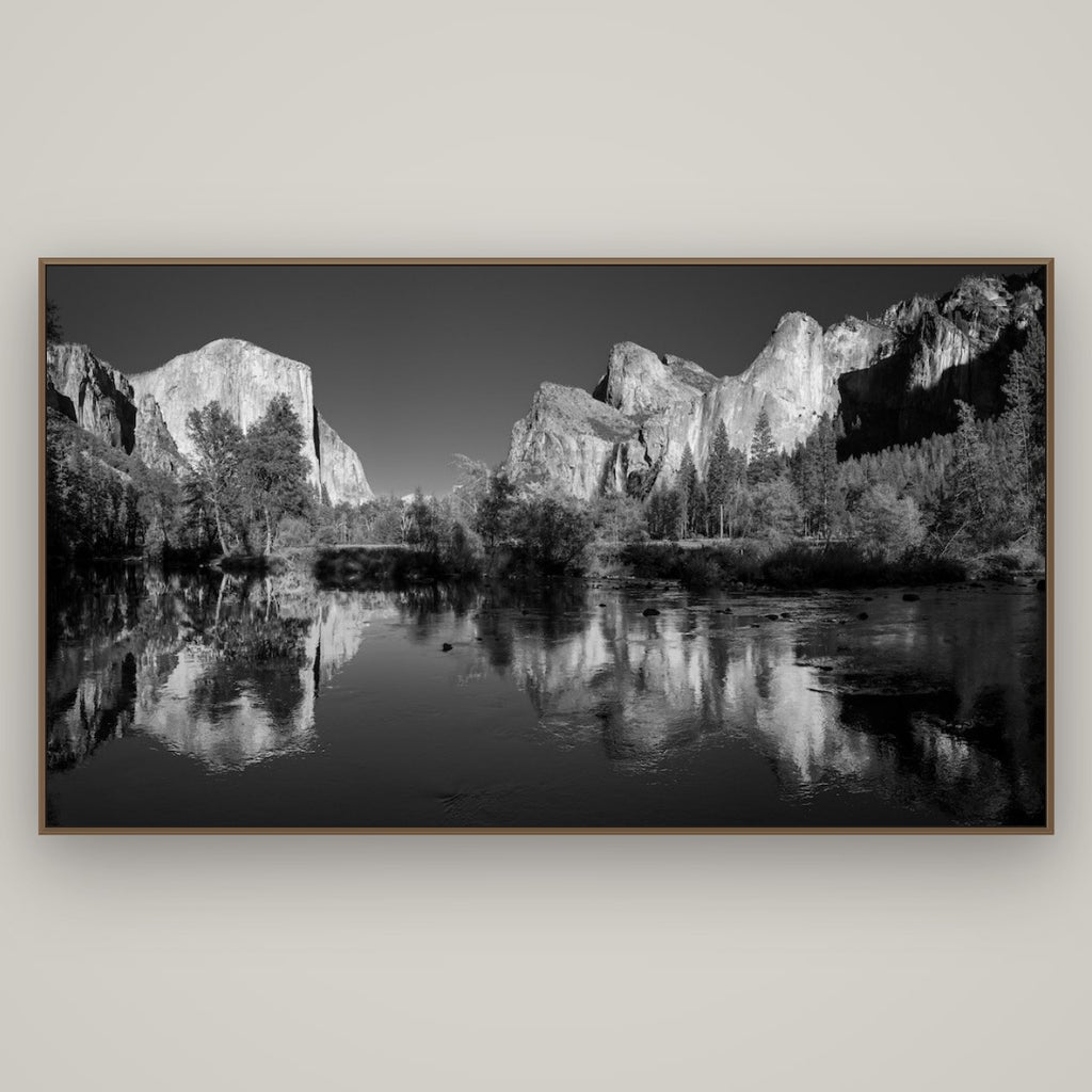 Yosemite Calm Reflection, Valley View, Basel Walnut, 196×110 cm. New Zealand fine art wall art by Stephen Milner.