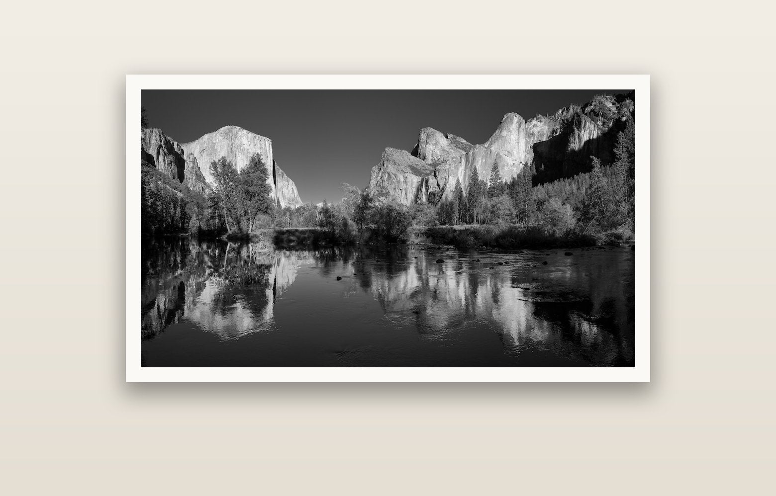 Yosemite Calm Reflection, Valley View — Hahnemühle fine art print, 120 × 70 cm. New Zealand fine art landscape photography by Stephen Milner.