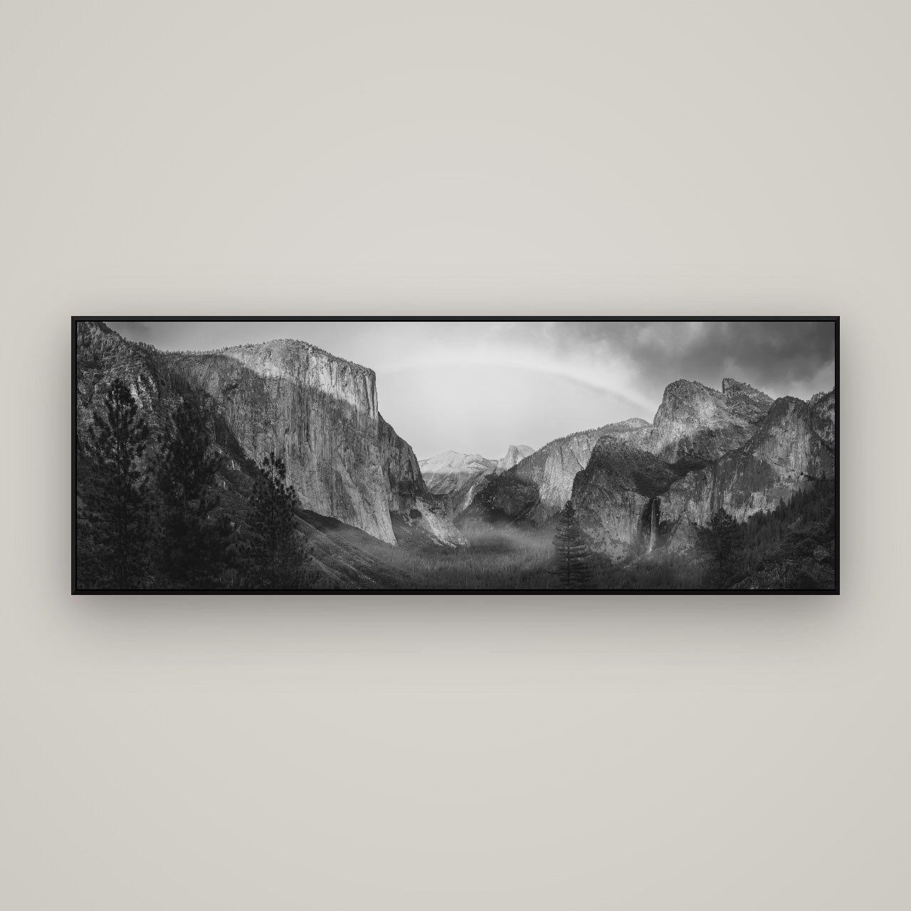 Yosemite's Embrace, Tunnel View at Sunset — ArtBox Black, 170×60 cm. New Zealand fine art wall art by Stephen Milner.
