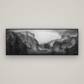 Yosemite's Embrace, Tunnel View at Sunset — Basel Black Matte, 198×70 cm. New Zealand fine art wall art by Stephen Milner.