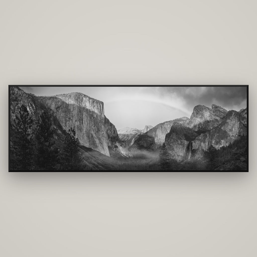 Yosemite's Embrace, Tunnel View at Sunset — Basel Black, 198×70 cm. New Zealand fine art wall art by Stephen Milner.