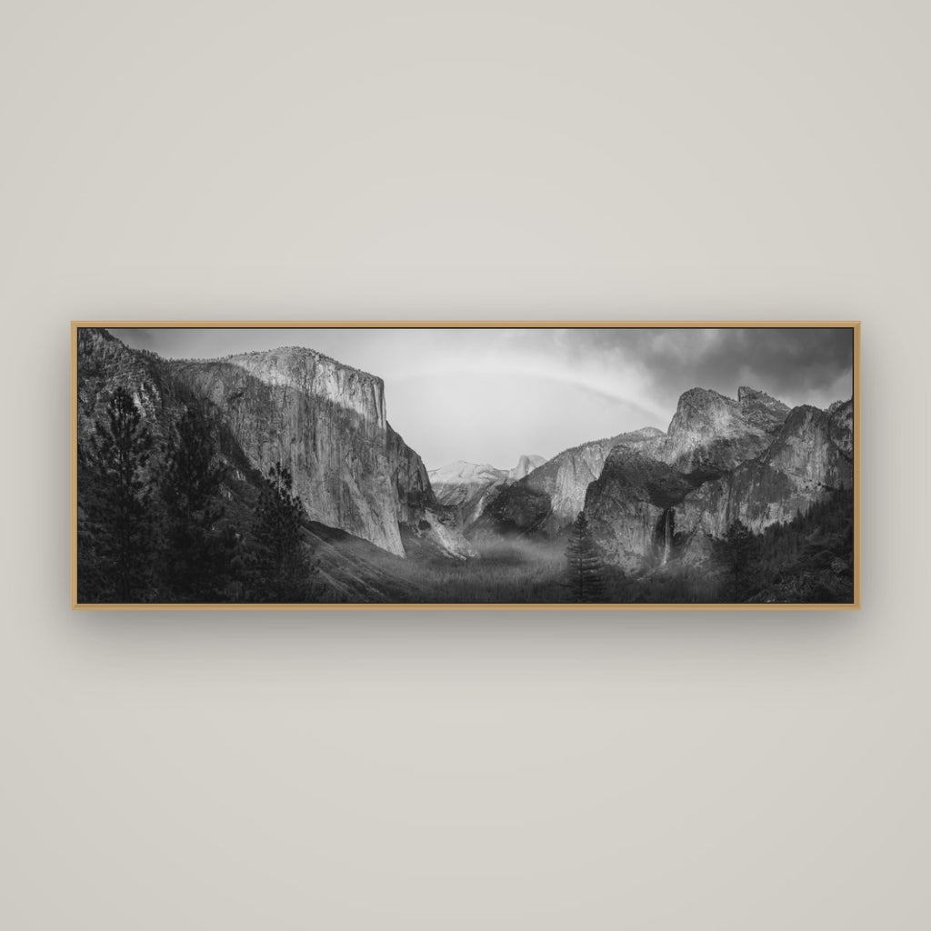 Yosemite's Embrace, Tunnel View at Sunset, Basel Natural Oak, 170×60 cm. New Zealand fine art wall art by Stephen Milner.