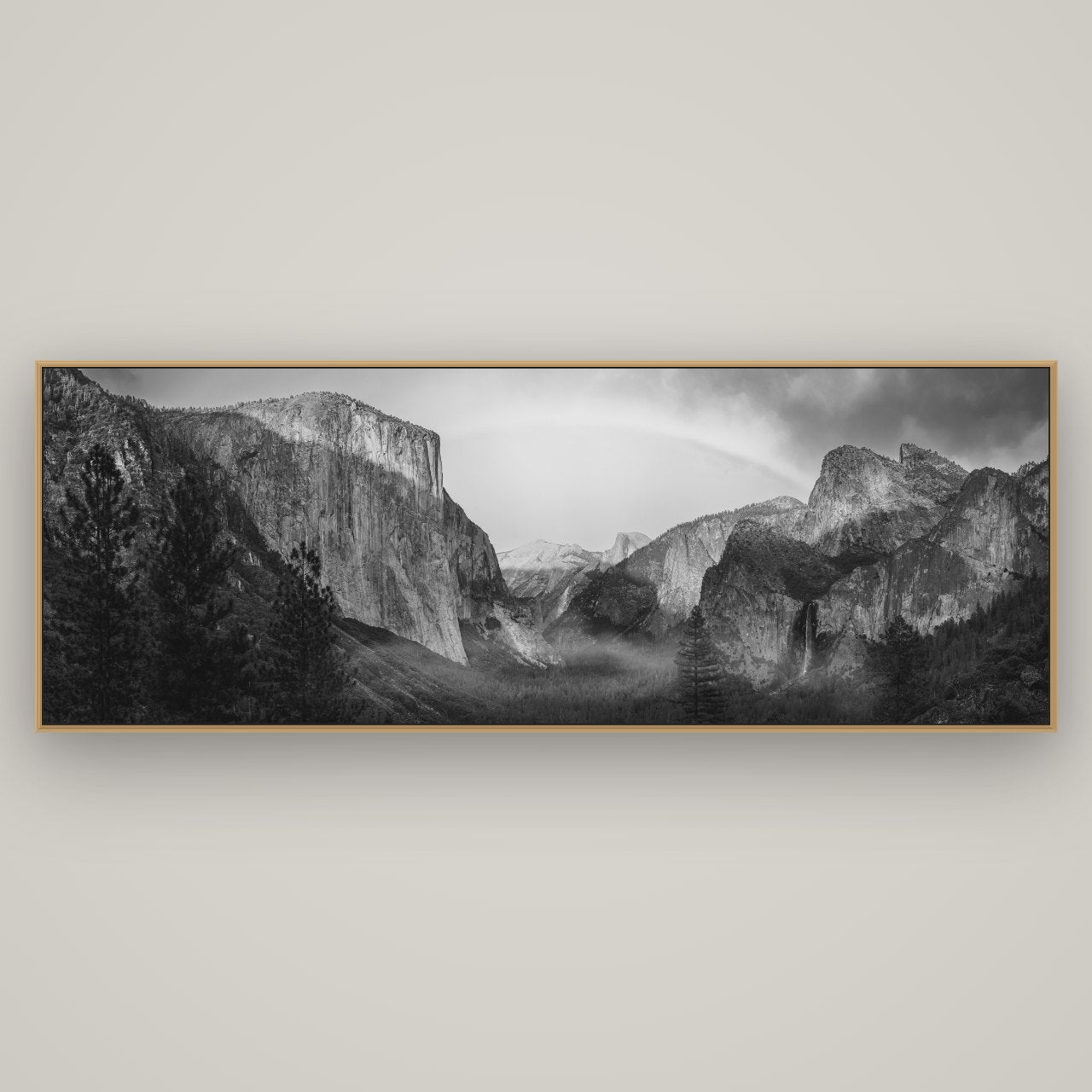 Yosemite's Embrace, Tunnel View at Sunset, Basel Natural Oak, 198×70 cm. New Zealand fine art wall art by Stephen Milner.