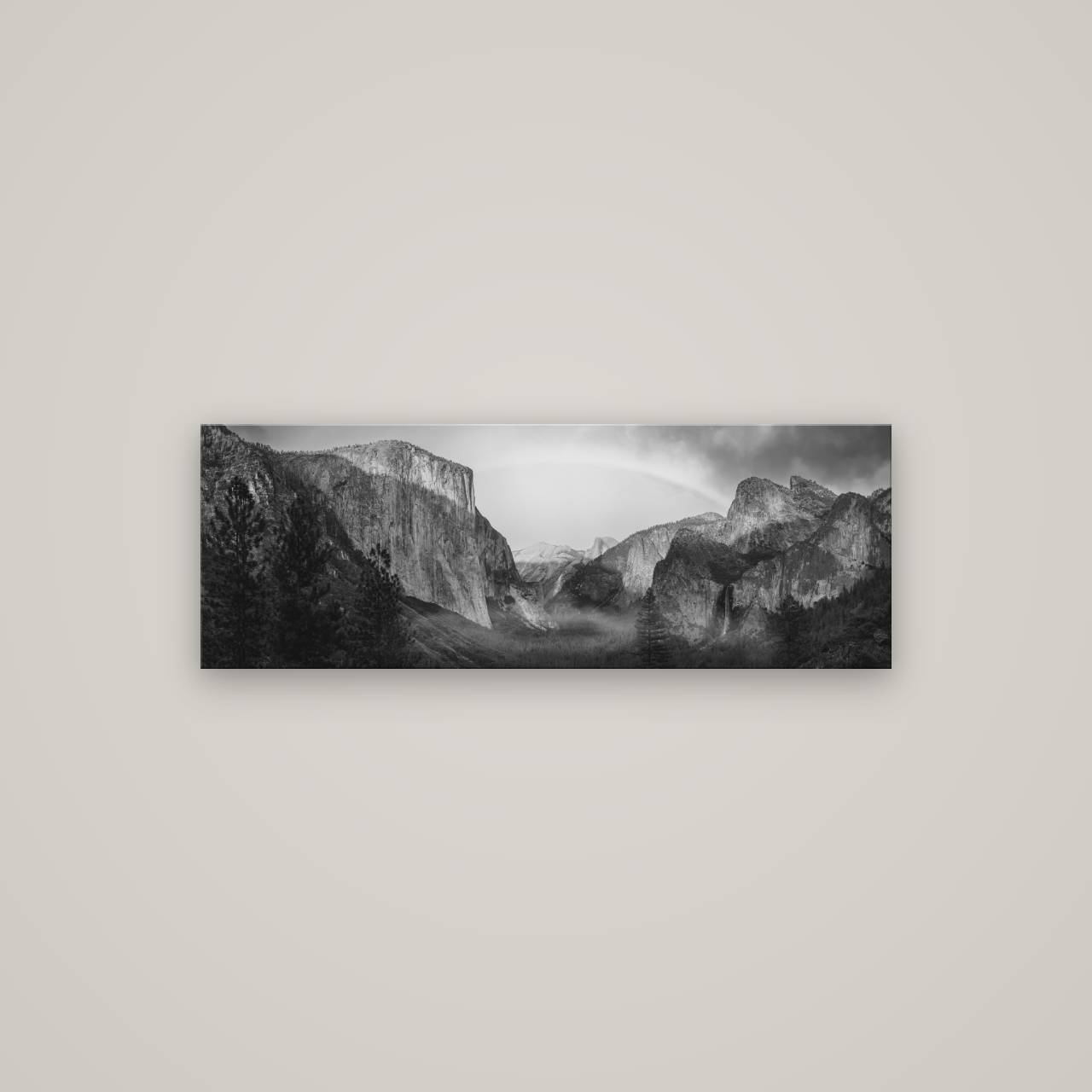 Yosemite's Embrace, Tunnel View at Sunset — No frame, 113×40 cm. New Zealand fine art wall art by Stephen Milner.