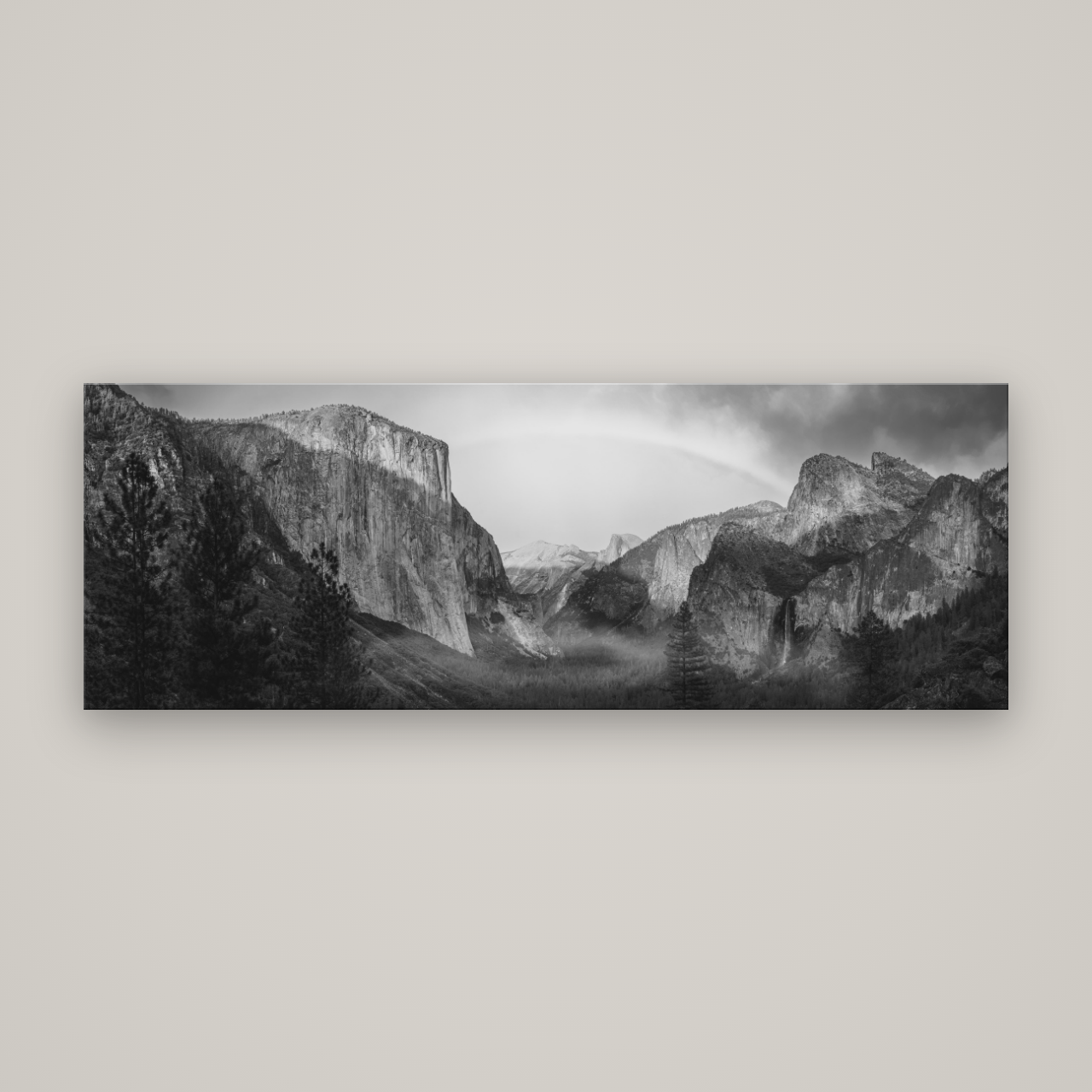Yosemite's Embrace, Tunnel View at Sunset — No frame, 198×70 cm. New Zealand fine art wall art by Stephen Milner.