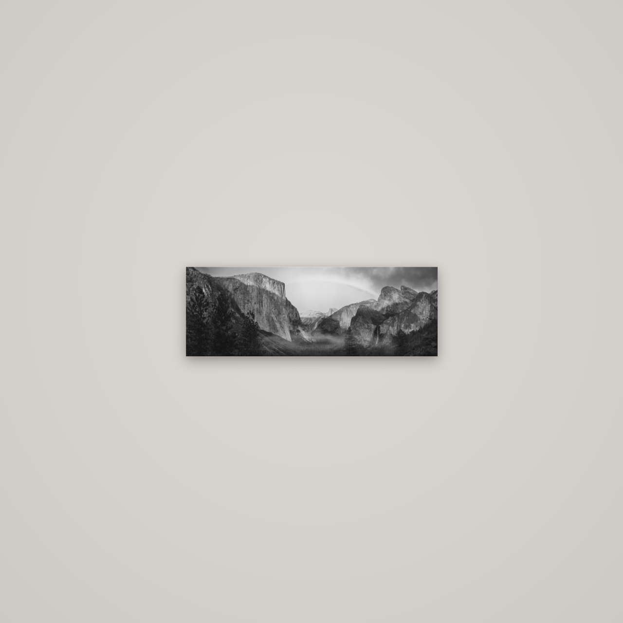 Yosemite's Embrace, Tunnel View at Sunset — No frame, 45×16 cm. New Zealand fine art wall art by Stephen Milner.