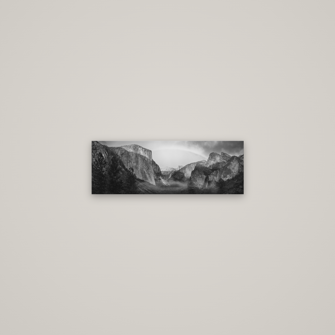 Yosemite's Embrace, Tunnel View at Sunset — No frame, 57×20 cm. New Zealand fine art wall art by Stephen Milner.