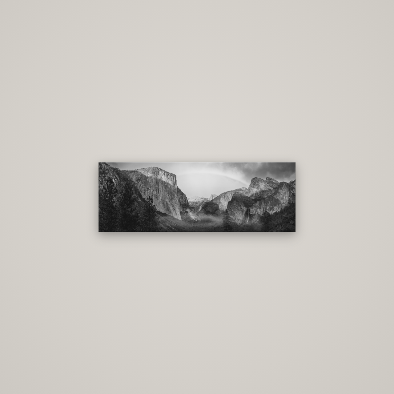 Yosemite's Embrace, Tunnel View at Sunset — No frame, 68×24 cm. New Zealand fine art wall art by Stephen Milner.