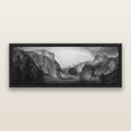Yosemite's Embrace, Tunnel View at Sunset, black and white framed metallic canvas print, Black frame. New Zealand fine art wall art by Stephen Milner.