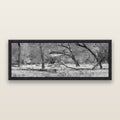 Zion's Canyon Symphony, Nature's Three Figures, black and white framed metallic canvas print, Black frame. New Zealand fine art wall art by Stephen Milner.