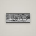Zion's Canyon Symphony, Nature's Three Figures — Basel Black, 113×40 cm. New Zealand fine art wall art by Stephen Milner.